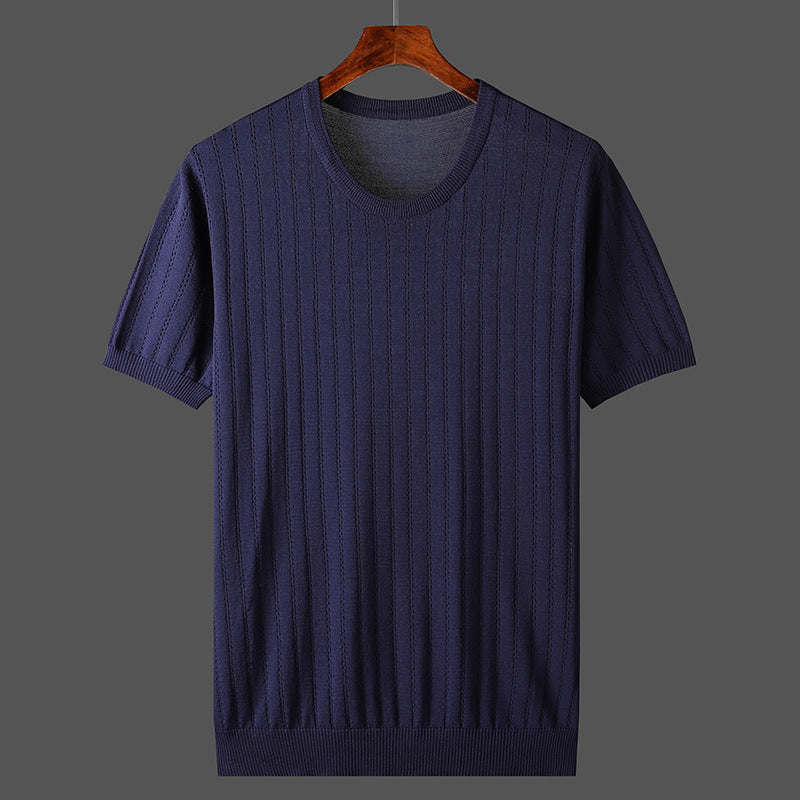 Damen Kurzarm Strickoberteil mit feinem Liniendesign und komfortablem Schnitt R&B