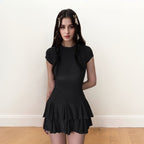 Damen Freizeitkleid mit fließendem Rock und raffinierten Rüschen R&B