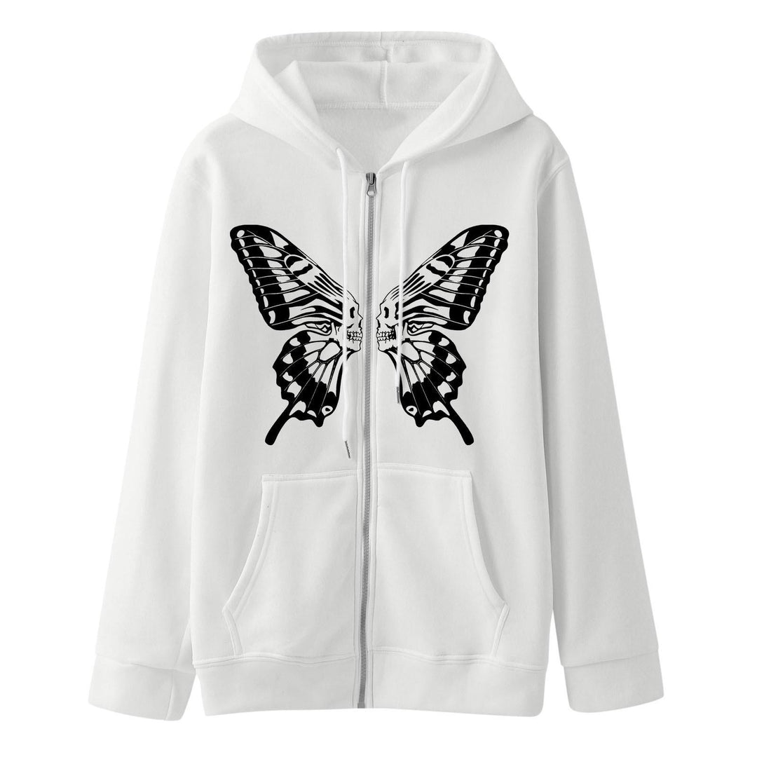 Damen Kapuzensweatjacke mit einzigartigem Schmetterlingsdruck R&B