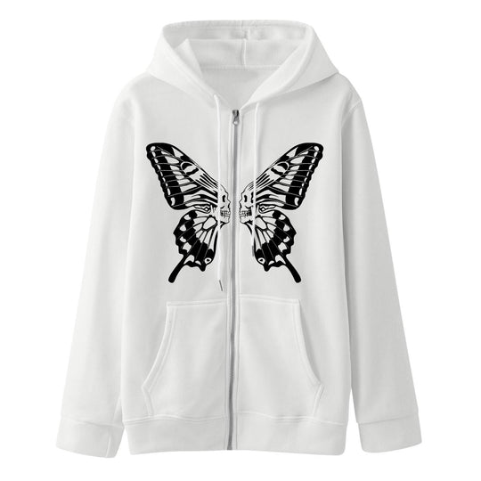 Damen Kapuzensweatjacke mit einzigartigem Schmetterlingsdruck R&B