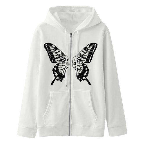 Damen Kapuzensweatjacke mit einzigartigem Schmetterlingsdruck R&B