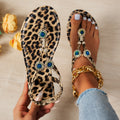 Damen Dekorative Zehentrenner-Sandalen mit Glitzer-Akzenten und Leopardenmuster R&B