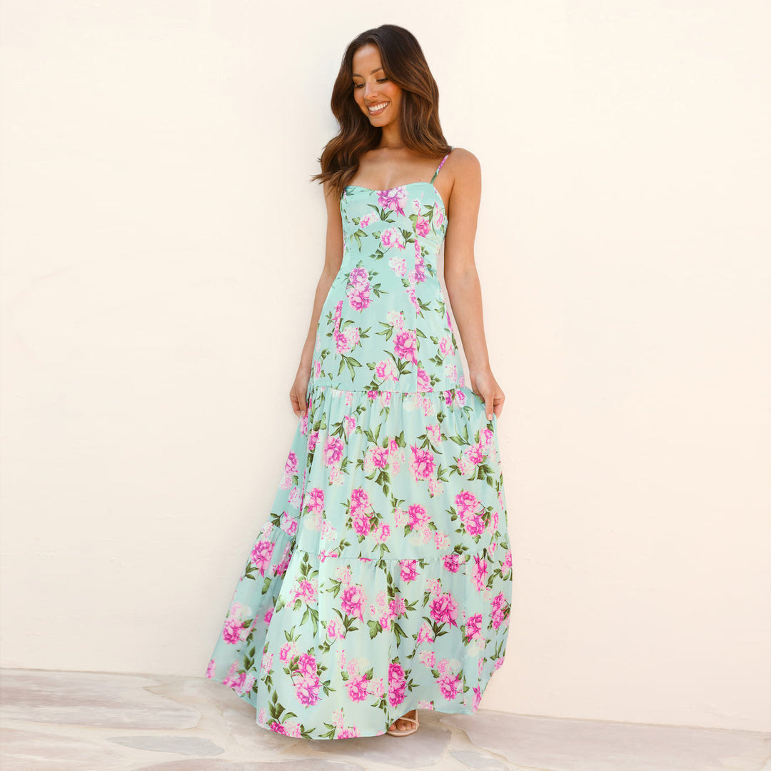 Damen Maxi Kleid mit floralen Mustern R&B