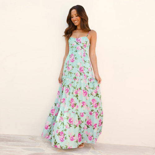 Damen Maxi Kleid mit floralen Mustern R&B