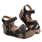 Damen Wedge-Sandalen mit verstellbaren Riemen und komfortablem Fußbett R&B