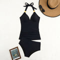 Damen Tankini mit tiefem V-Ausschnitt und dekorativem Knoten R&B