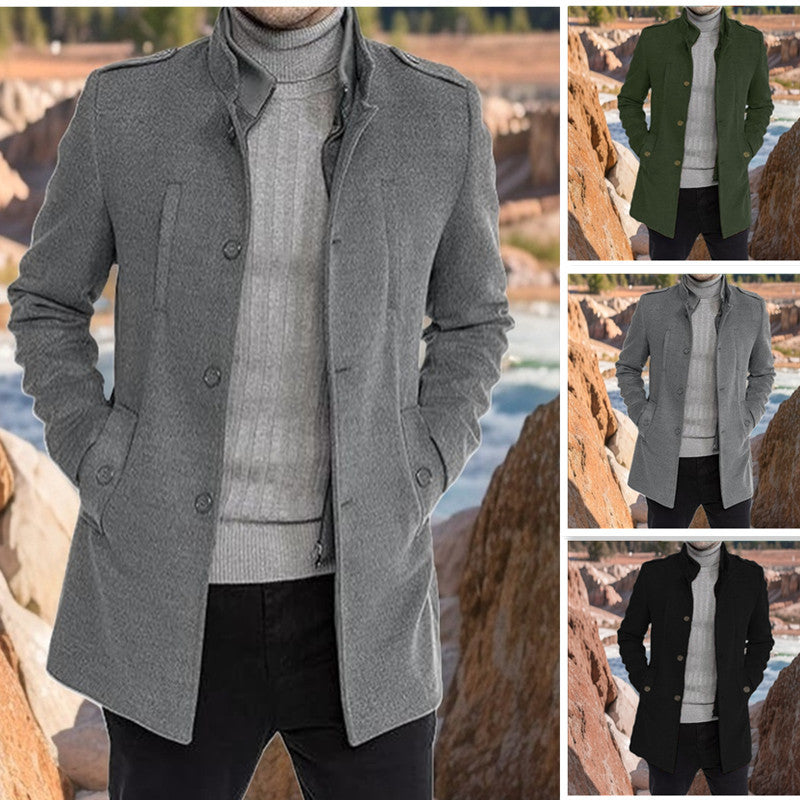 Herren modischer Überzieh-Mantel mit praktischen Taschen R&B