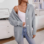 Damen lässiger Strickmantel mit Kapuze