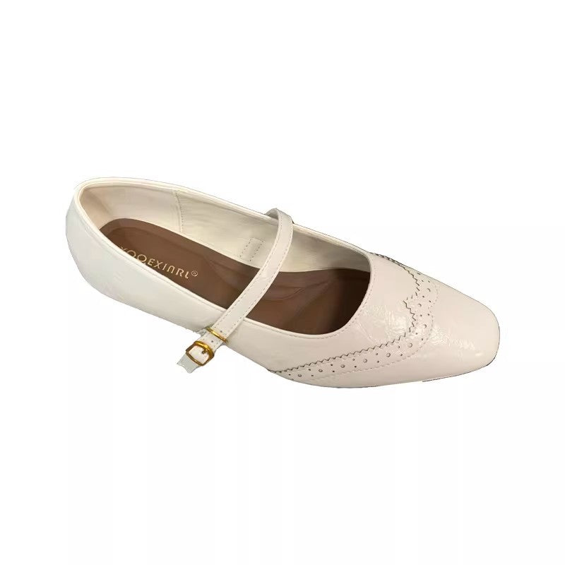 Damen elegante Ballerinas mit verstellbarem Riemen und feinen Ziernähten R&B