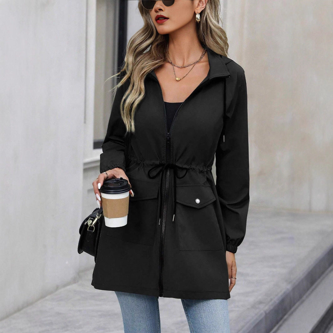 Damen Freizeitjacke mit verstellbarem Bund und Kapuze R&B