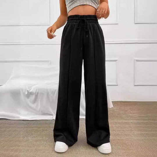 Damen Elegante und bequeme Freizeithose mit elastischem Bund und weitem Bein R&B