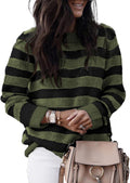 Damen lässiger Strickpullover mit breiten Querstreifen R&B