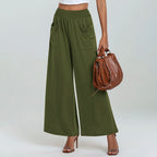 Damen Weite, luftige Palazzo-Hose mit elastischem Bund und praktischen Taschen R&B