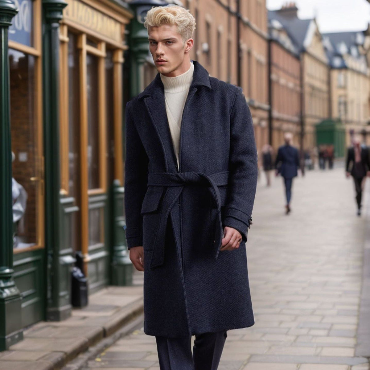 Herren eleganter Wool Peacoat R&B