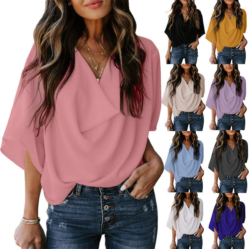 Damen Elegante Wickelbluse mit lässigem Schnitt R&B