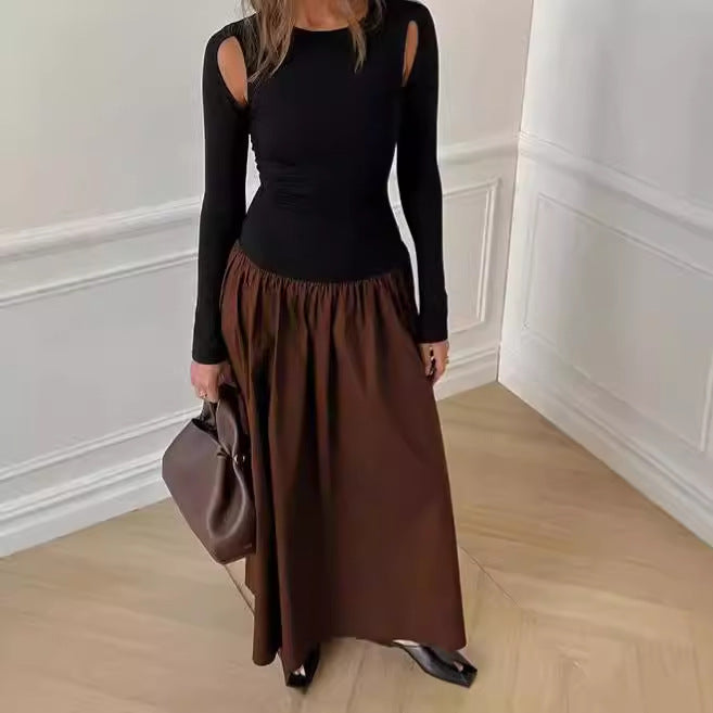 Damen Elegantes Maxikleid mit Off-Shoulder-Ärmeln R&B