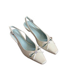 Damen Slingback-Pumps mit eleganter Schleifenverzierung und komfortablem Blockabsatz