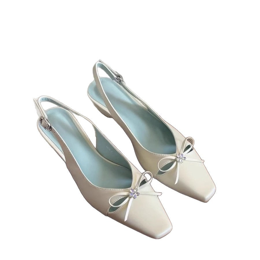 Damen Slingback-Pumps mit eleganter Schleifenverzierung und komfortablem Blockabsatz