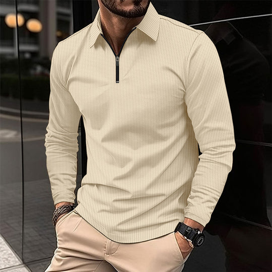 Herren Langarmshirt mit modernem Reißverschluss und strukturiertem Design R&B