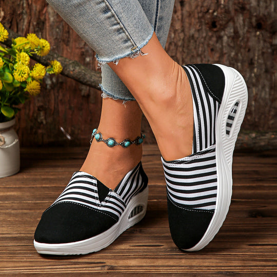 Damen Komfortable Freizeit-Sneaker mit modischem Streifenmuster R&B