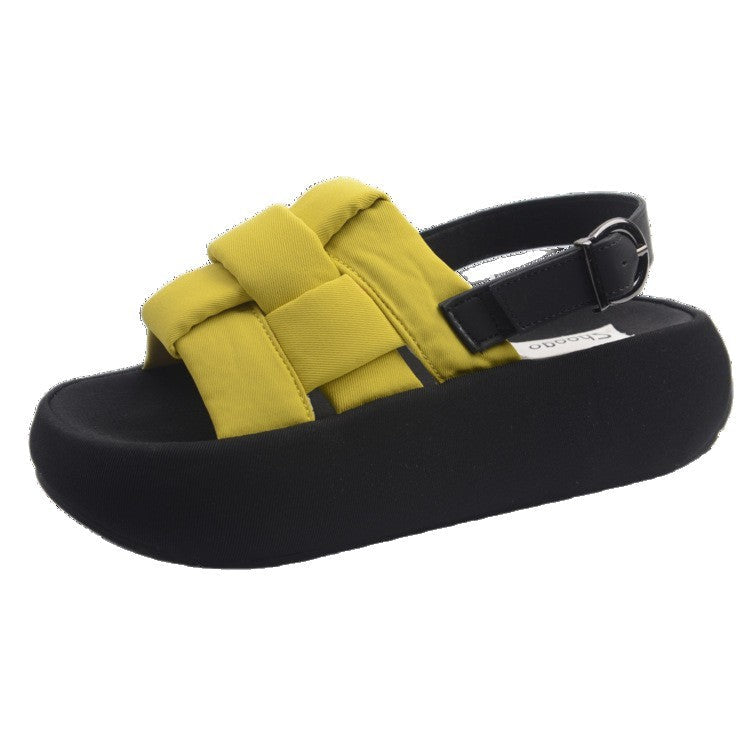 Damen modische Plateau-Sandalen mit elegantem Kreuzriemen und komfortablem Fußbett R&B