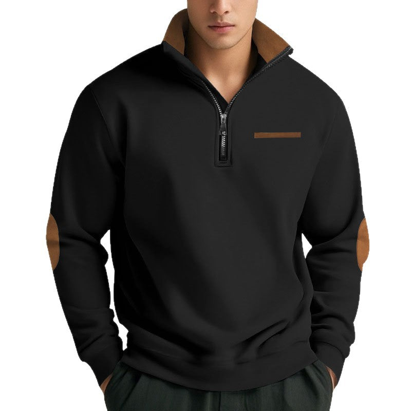 Herren Hochwertiges Sweatshirt mit Stehkragen und Reißverschluss R&B