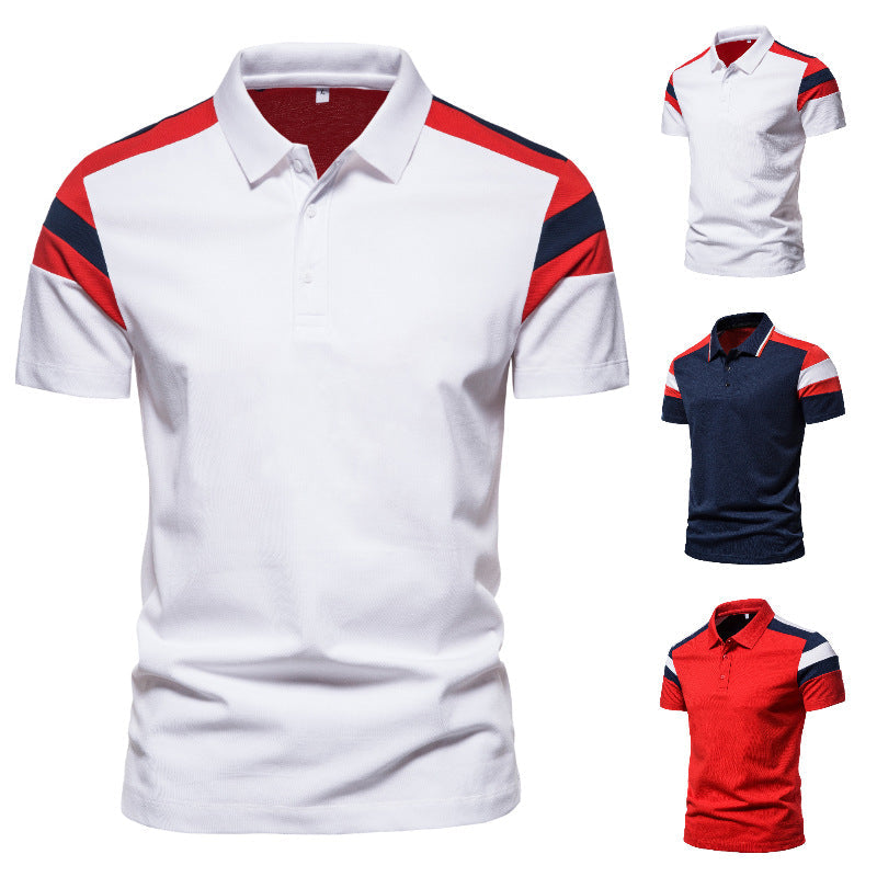 Herren Poloshirt mit modernem Farbblockdesign und atmungsaktiver Baumwollmischung