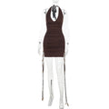 Damen Figurumspielendes Minikleid mit tiefem V-Ausschnitt und auffälligen Kettenakzenten R&B
