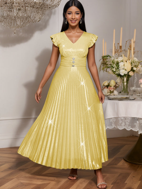 Damen Fließendes Maxikleid mit Raffungen R&B