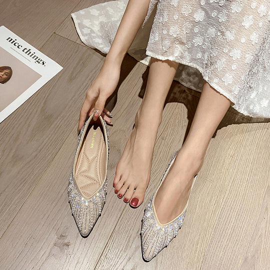 Damen Ballerinas mit funkelnden Perlen- und Strassdetails R&B