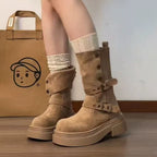 Damen Trendige Stiefel mit praktischem Schnallenverschluss und dicker Sohle R&B