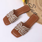 Damen Glamouröse Strandsandalen mit funkelndem Riemendesign R&B