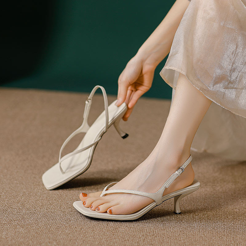 Damen elegante Schlappen mit schickem Riemendesign und komfortablem Absatz R&B