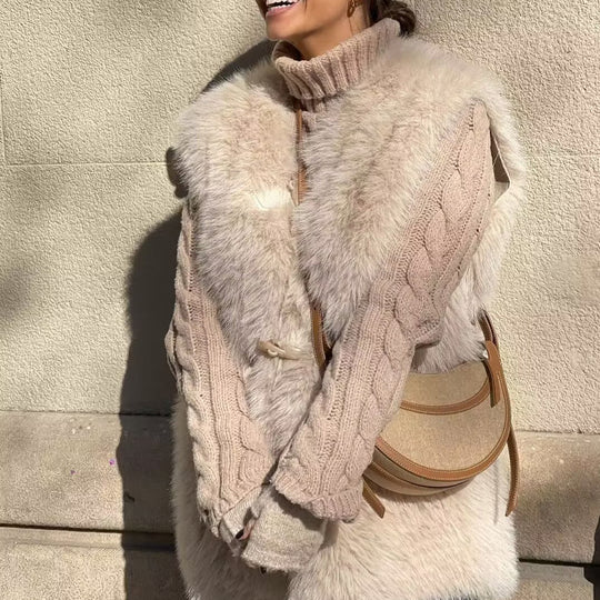 Damen Flauschige Weste mit raffinierten Schnallen R&B