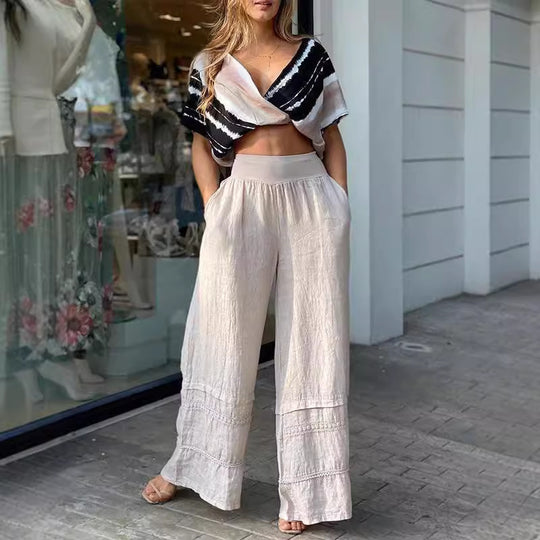 Damen luftige und bequeme Leinenhose R&B