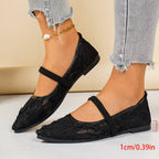 Damen Ballerinas mit floralem Spitzendesign und elastischem Riemen R&B