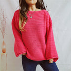 Damen Grobstrickpullover mit weitem Schnitt und lässigen Ärmeln R&B