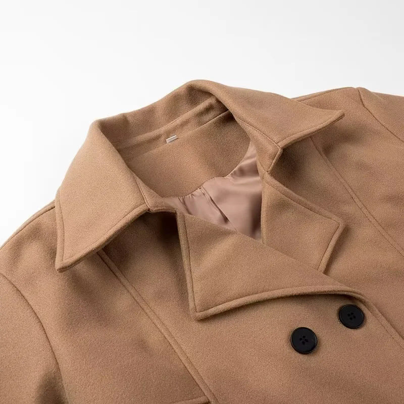 Damen eleganter Trenchcoat mit Schulterklappen und Taillengürtel R&B