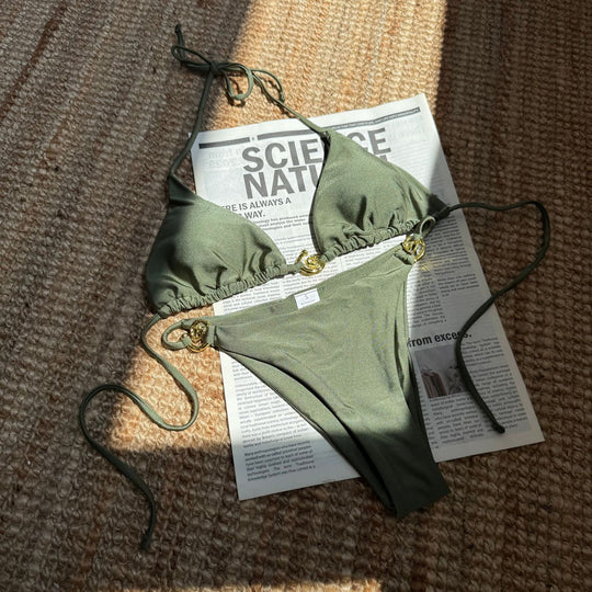 Damen Triangel-Bikini mit luxuriösem Gold-Detail R&B