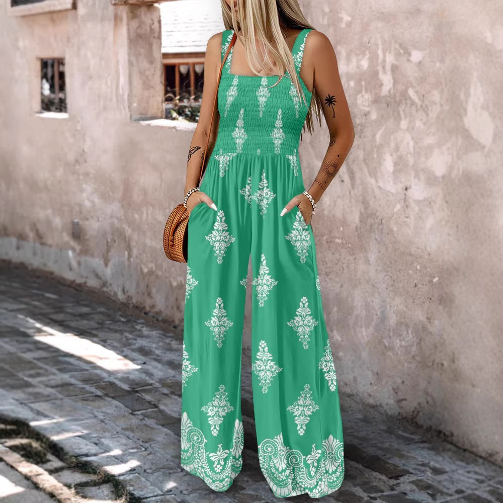 Damen Weitbeiniger Jumpsuit mit elastischem Oberteil und praktischen Taschen R&B