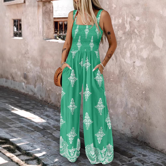 Damen Weitbeiniger Jumpsuit mit elastischem Oberteil und praktischen Taschen R&B