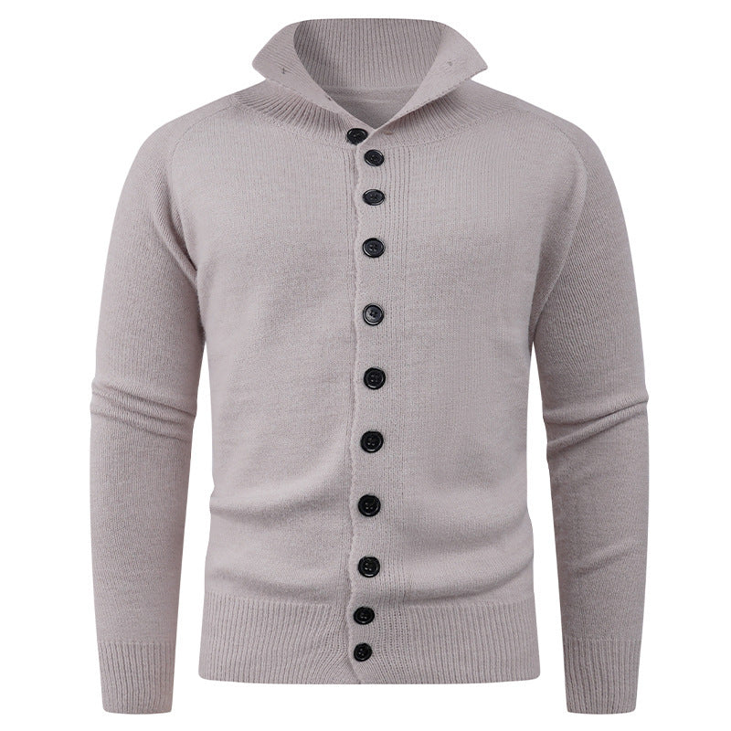 Herren Strickpullover mit hohem Kragen und Knopfverschluss R&B