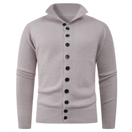 Herren Strickpullover mit hohem Kragen und Knopfverschluss R&B