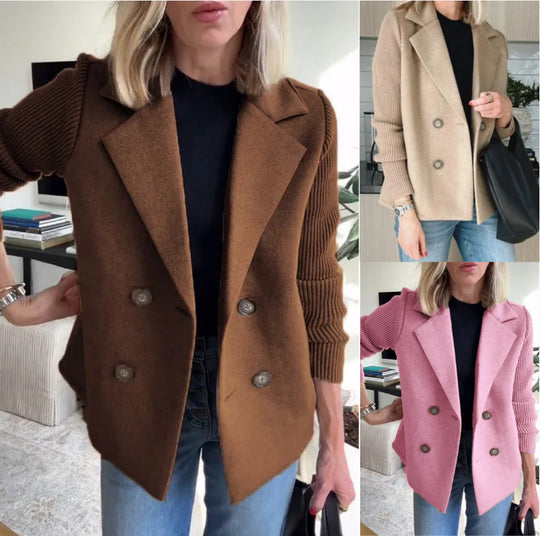 Damen Modischer Oversized-Blazer mit Doppelreihe R&B