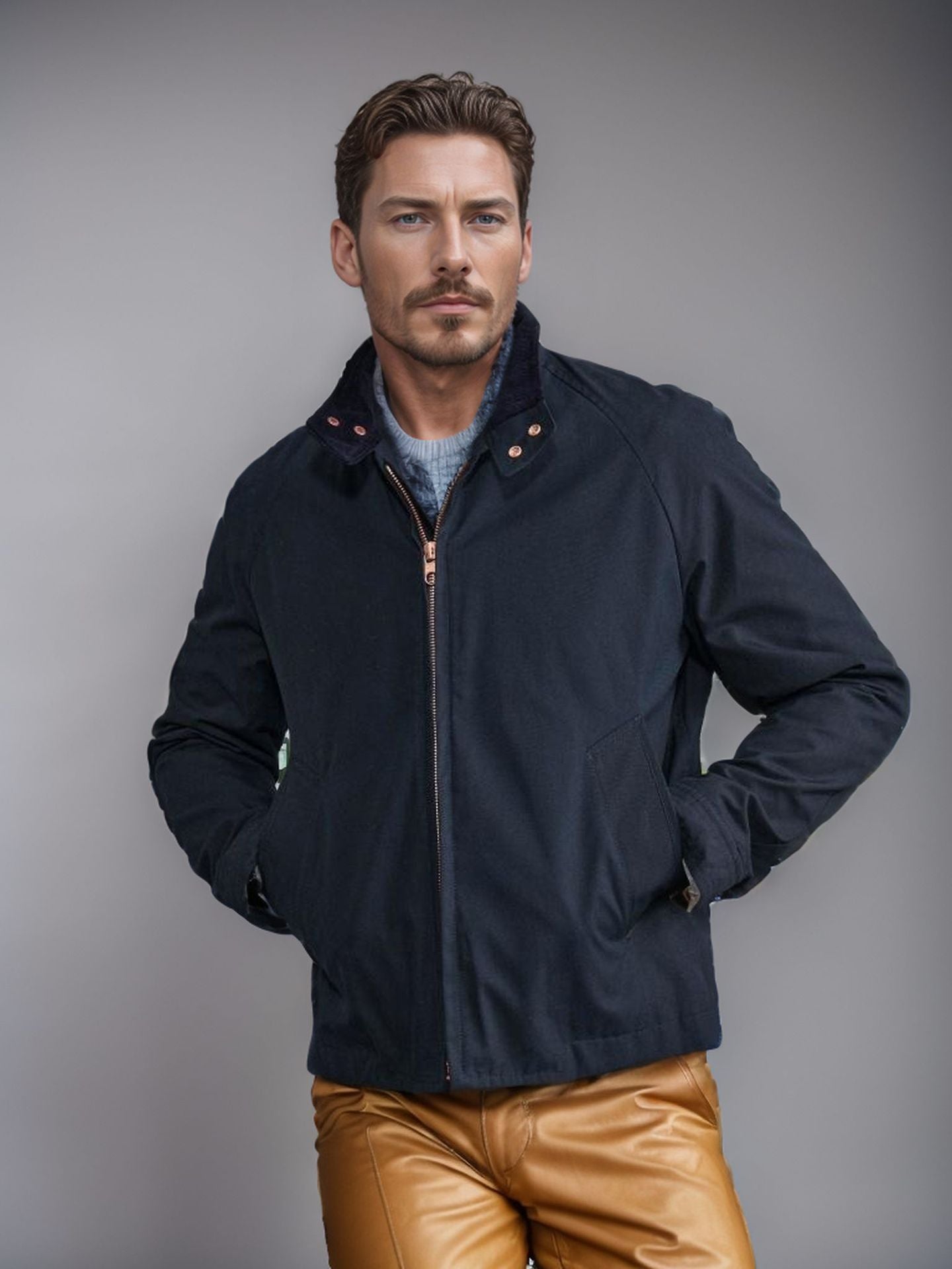 Herren sportliche Utility-Jacke mit wärmendem Innenfutter und stylischem Kragen R&B