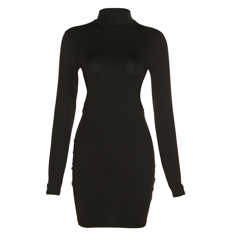 Damen Elegantes figurbetontes Minikleid mit offenem Rücken und langen Ärmeln R&B