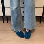 Damen flache Ballerinas aus hochwertigem Veloursleder R&B