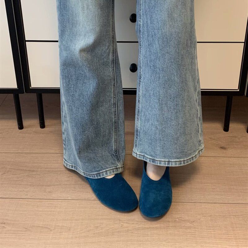 Damen flache Ballerinas aus hochwertigem Veloursleder R&B