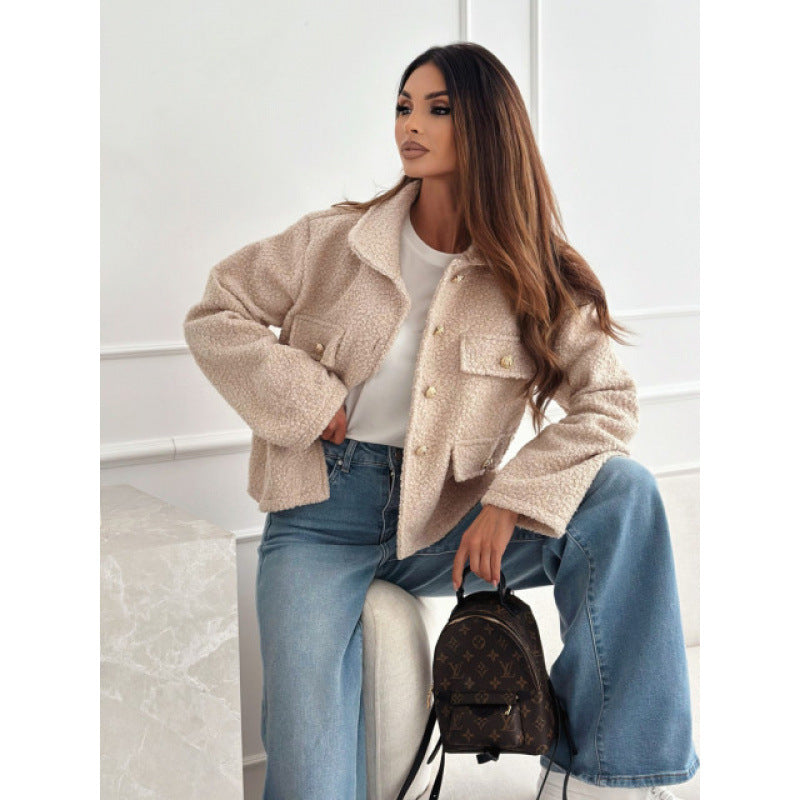 Damen Fleecejacke mit eleganten Knopfdetails und praktischen Taschen R&B