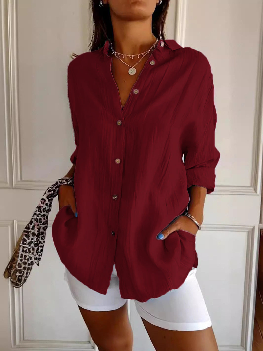 Damen Übergröße Bluse mit lässigem Schnitt und Druckknopfverschluss R&B